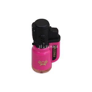 Isqueiro Maçarico Firestar Curvado (1 Chama)  - Rosa Sólido