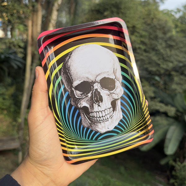 Bandeja de metal Psychedelic Skull