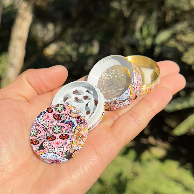 Dichavador de metal tambor Caveira Mexicana – 40mm