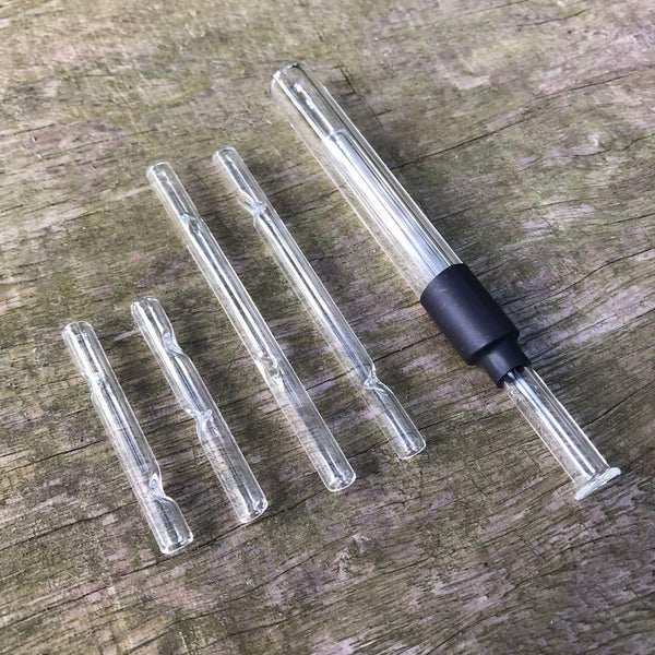 Combo redução de danos – 4 piteiras de vidro + seda de vidro