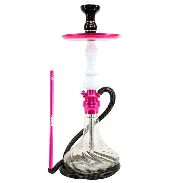 Narguile Amazon Future Marmorizado Metal Rosa Vaso Transparente Rigado