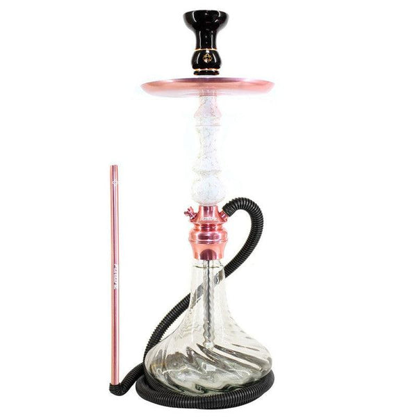 Narguile Amazon Future Marmorizado Metal Rose Vaso Transparente Rigado