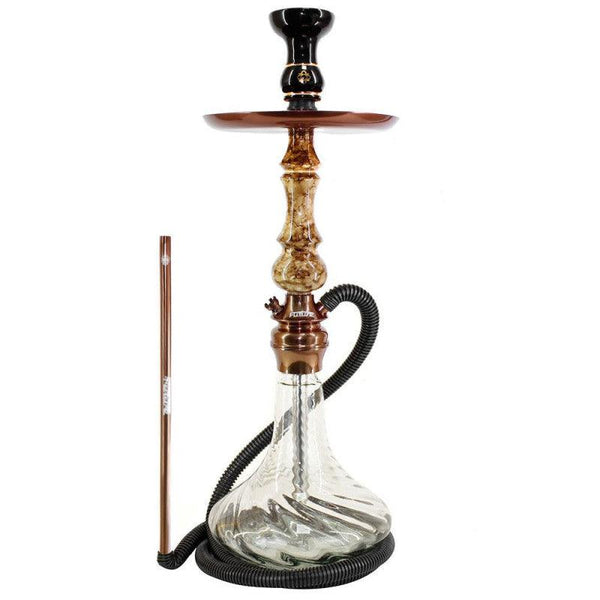 Narguile Amazon Future Marmorizado Piopo Metal Cobre Vaso Transparente Rigado