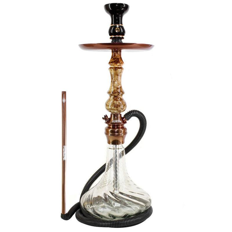 Narguile Amazon Future Marmorizado Piopo Metal Cobre Vaso Transparente Rigado