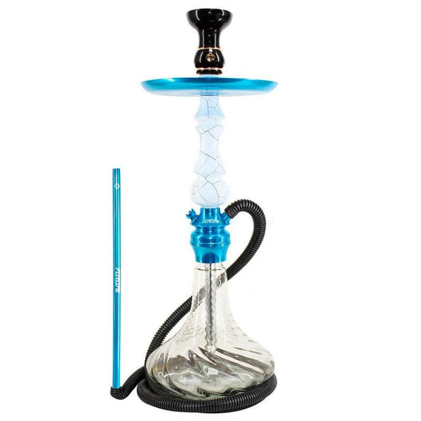 Narguile Amazon Future Onix Azul Metal Azul Vaso Transparente Rigado