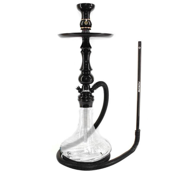 Narguile Amazon Future Preto Metal Preto Vaso Transparente Rigado