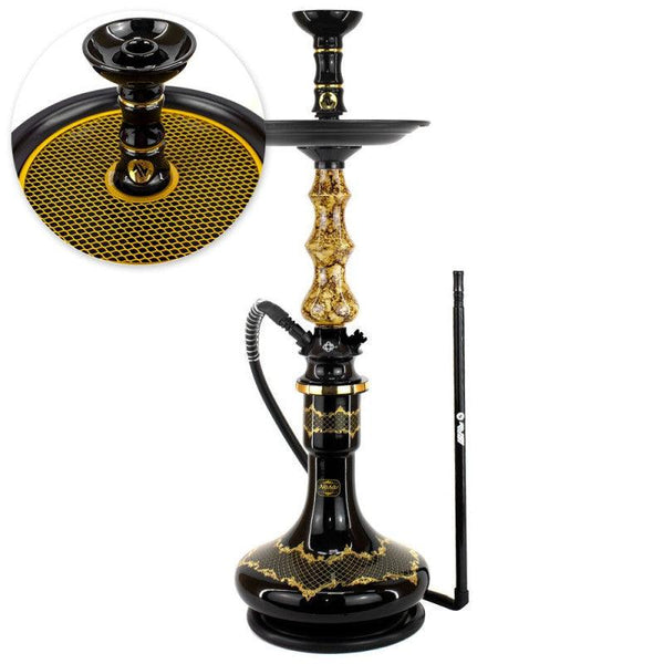 Narguile Amazon Pride Piopo Metal Preto Vaso Nasa Genie 26cm Prato Komanches