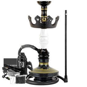 Narguile Marajah Umbrella Nano Branco Metal Dourado Vaso Brisas Prato Coroa Pequeno Rosh Alusi Take Gold Completo