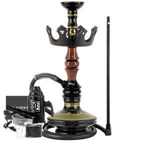 Narguile Marajah Umbrella Nano Branco Metal Dourado Vaso Brisas Prato Coroa Pequeno Rosh Alusi Take Gold Completo