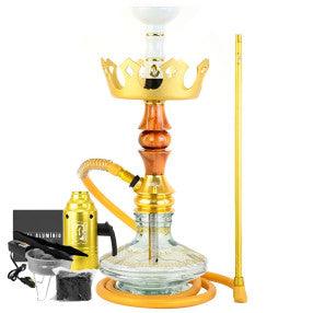 Narguile Marajah Umbrella Nano Branco Metal Dourado Vaso Brisas Prato Coroa Pequeno Rosh Alusi Take Gold Completo