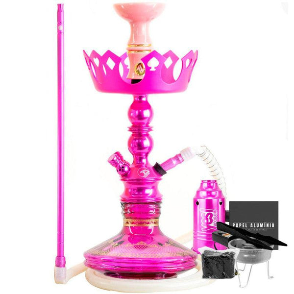 Narguile Pequeno Zeus Single Rosa Vaso Brisas Genie Prato Coroa Piteira ArguileBr Silicone Rosh Alusi Kiso Completo