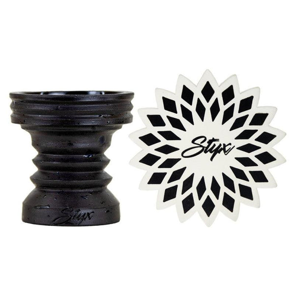 Rosh Narguile Styx Barro Preto STX Azul Preto + Tapete Para Rosh Styx