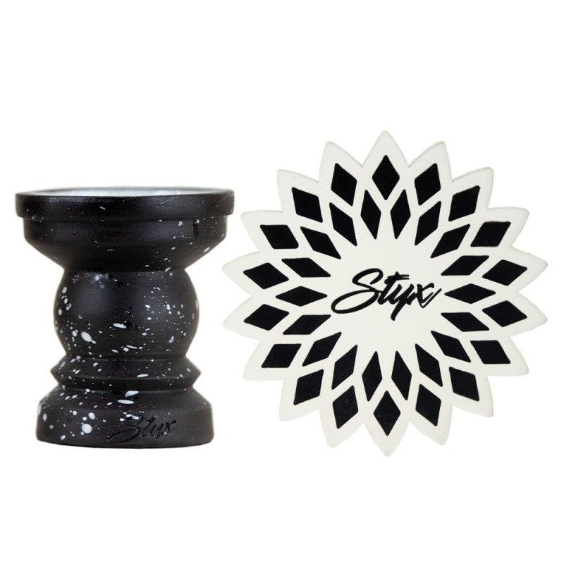 Rosh Narguile Styx Barro Preto STX Branco Preto + Tapete Para Rosh Styx